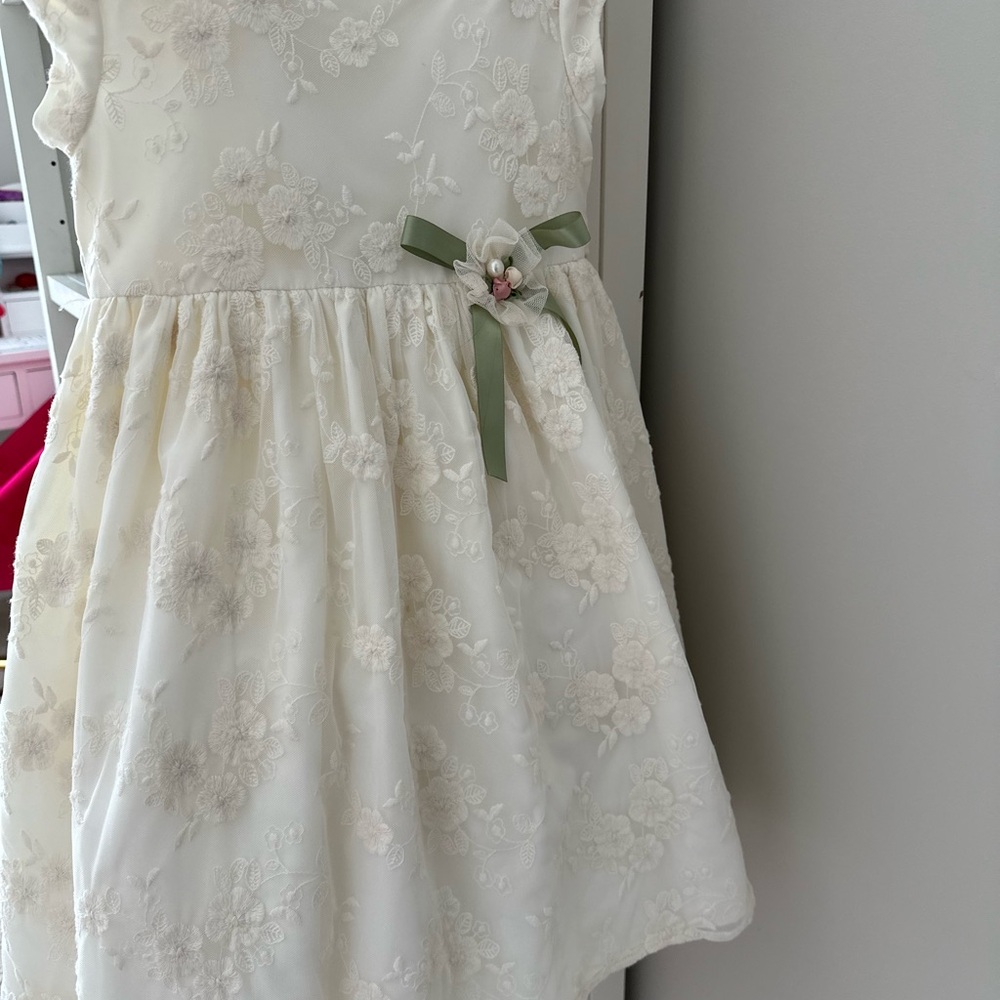 Elegant Cream Floral Kids Dress